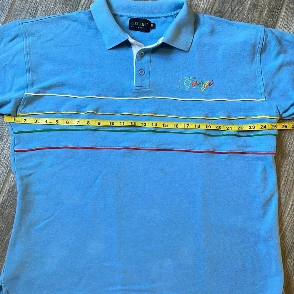 Coogi Vintage polo shirt Blue Short sleeved stripes Men’s 2X